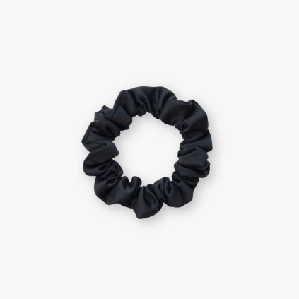 Úzká saténová scrunchie gumička - Černá matná
