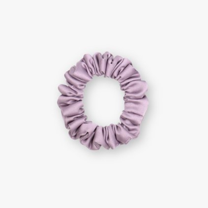 Úzká saténová scrunchie gumička - Lila matná