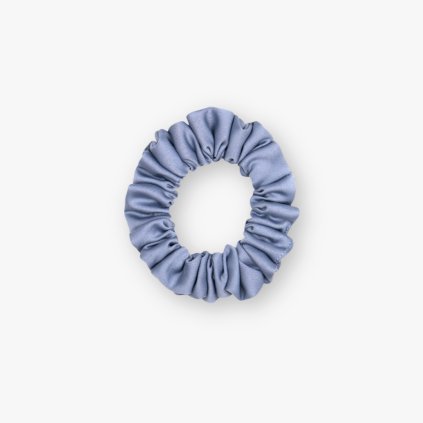 Úzká saténová scrunchie gumička - Modrošedá matná