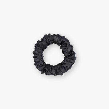 Mini saténová scrunchie gumička - Černá