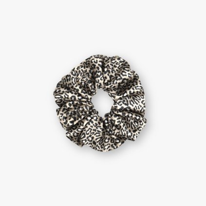 Saténová scrunchie gumička - Leopard