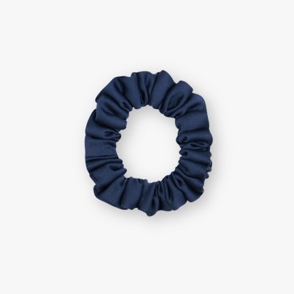 Úzká saténová scrunchie gumička - Tmavě modrá matná