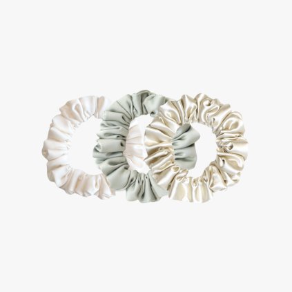 Výhodný balíček úzkých gumiček - Mentolová matná, Off-White, Champagne