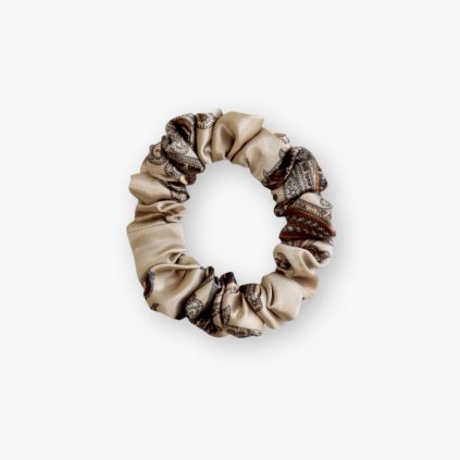 Úzká saténová scrunchie gumička - Sahara