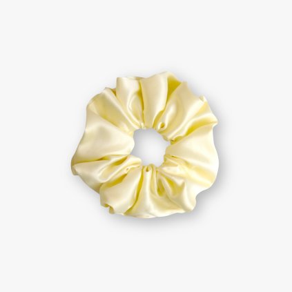 Saténová scrunchie gumička - Butter Yellow