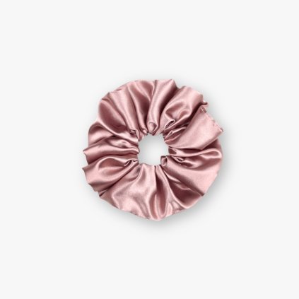 Saténová scrunchie gumička - Starorůžová