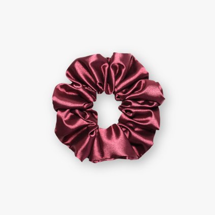 Saténová scrunchie gumička - Vínová