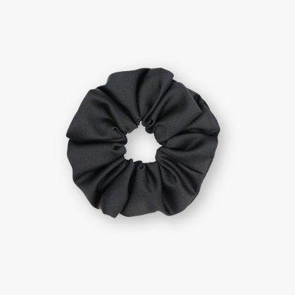 Saténová scrunchie gumička - Černá matná