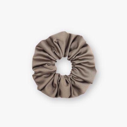 Saténová scrunchie gumička - Kávová matná