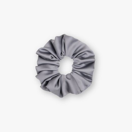 Saténová scrunchie gumička - Šedá matná