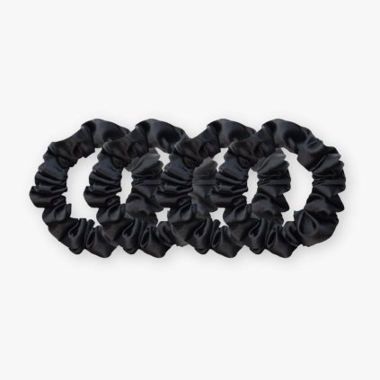 Úzká scrunchie gumička - Černá 4 ks