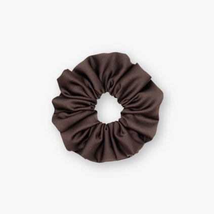 Saténová scrunchie gumička - Dark Chocolate matná