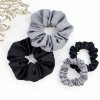 Úzká saténová scrunchie gumička - Šedá matná