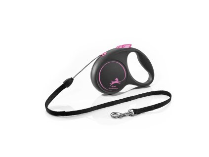 FLEXI Voditko Black Design S lanko 5m cerno ruzove 2207202516240958599