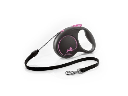 FLEXI Voditko Black Design M lanko 5m cerno ruzove 2207202515532084535