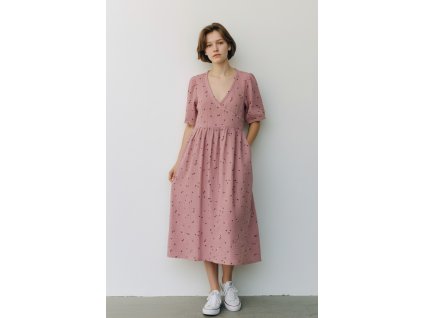 Mušelínové oboustranné šaty Anna/hearts mauve