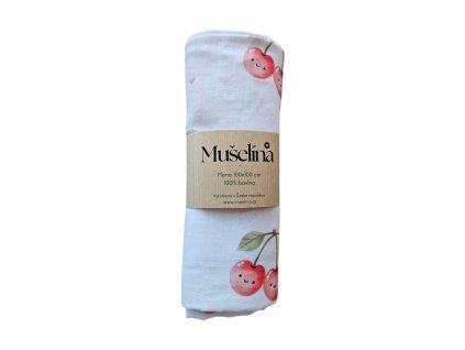 Mušelínová zavinovací plena/cherry