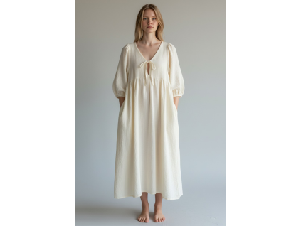 Mušelínové šaty Ema Bow/cream