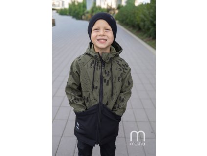 podzimní jarní bunda softshellová kluk khaki stromy 4