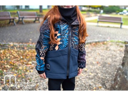 dívčí softshellová bunda květy tmavé 3