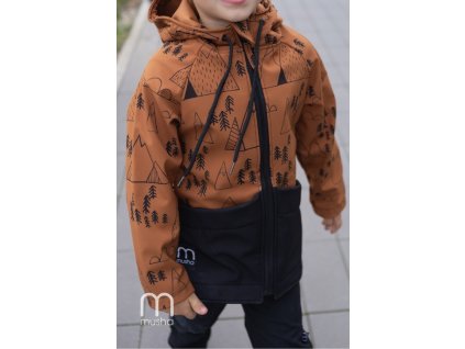 podzimní jarní bunda softshellová kluk skořice hnědá stromy 6