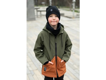 dětská softshellová bunda khaki skořice3