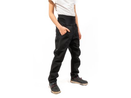 Jaro/podzim Fleece SOFTSHELLOVÉ kalhoty  černá