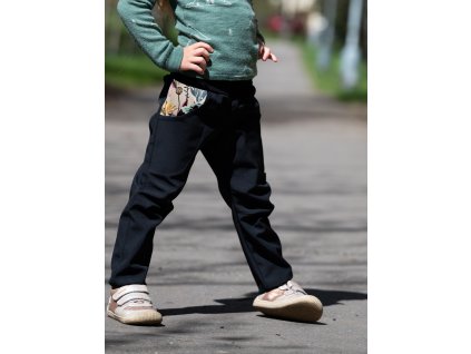 květy, lístky, větvičky softshell kalhoty dětské s flessem 3
