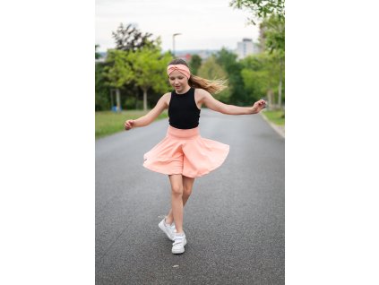 dívčí sukňové kraťasy sukně lososová meruňková 3