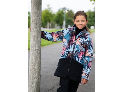 DÍVČÍ BUNDA SOFTSHELL LÍSTKY MODRÁ, NEON, RŮŽOVÁ STAHOVÁNÍ V PASE KABÁTEK 6