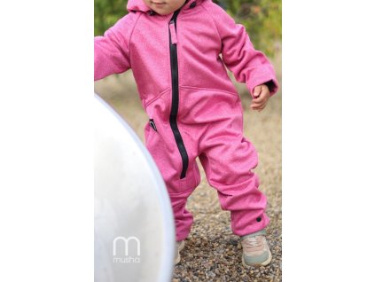 podzimní jarní softshellový overal růžová melír dívčí 1