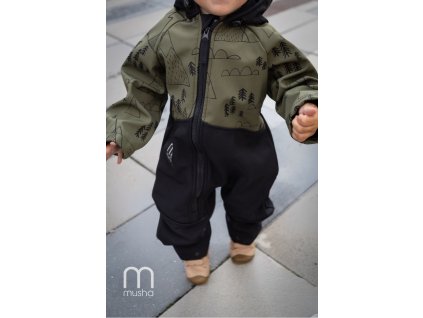 podzimní jarní softshellový overal khaki černá2