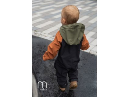 podzimní jarní softshellový overal skořice khaki černá5