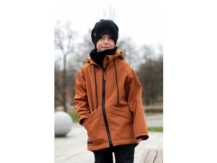 dětská softshellová bunda skořice karamel hnědá 4