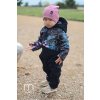 podzimní jarní softshellový overal modré květy černá dívčí 1