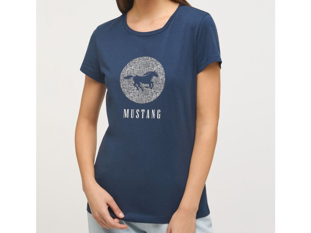 Damen T Shirt Print Shirt Mustang blau 1013390 5429 5M