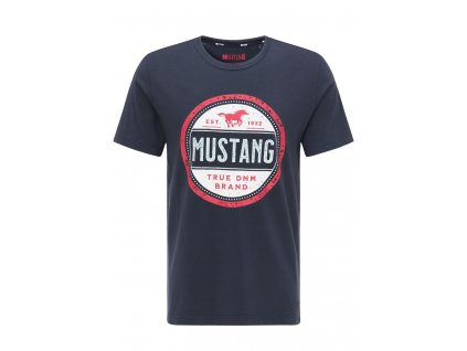 Herren Rundhals T Shirt Alex C Print Mustang blau 1009046 4085 1B