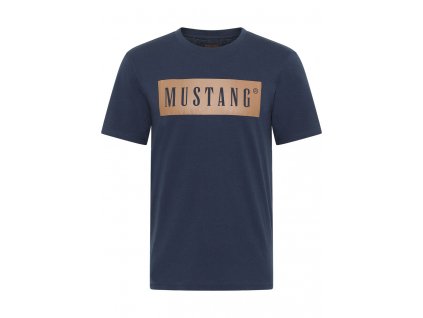 Herren T Shirt Print Shirt Mustang blau 1014101 5226 1B