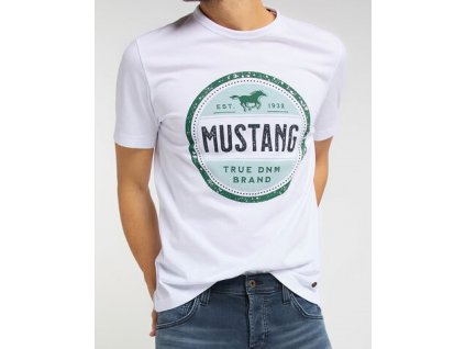 Herren Rundhals T Shirt Alex C Print Mustang weiss 1009046 2045 6M 1
