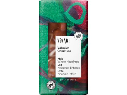 Bio mléčná čokoláda s lískovými oříšky VIVANI 100 g