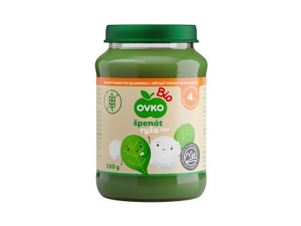 330126 Prikrm zeleninovy spenat ryze 190 g BIO OVKO 1