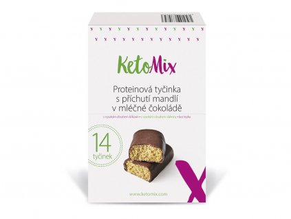 KetoMix Proteinové tyčinka s příchutí mandlí v mléčné čokoládě 14 x 40 g
