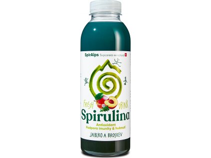 Čerstvý ovocný nápoj se spirulinou Jablko Broskev Spiralps 500 ml