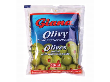 Giana Olivy zelené plněné papričkou 195 g