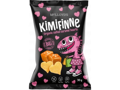 Kimifinne Snack srdíčka slaný karamel BIO 30 g