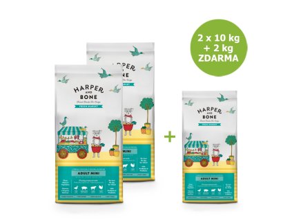 Harper and Bone Dog Adult Mini čerstvé z trhu AKCE 2 x 10 kg + 2 kg ZDARMA
