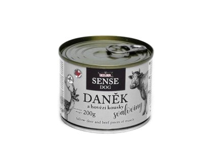 FALCO SENSE Dog daněk a hovězí kousky svaloviny, konzerva 200 g