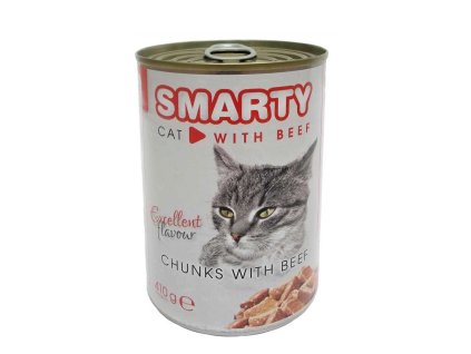 SMARTY Cat Hovězí chunks, konzerva 410 g Výprodej exp. 13.12.2025