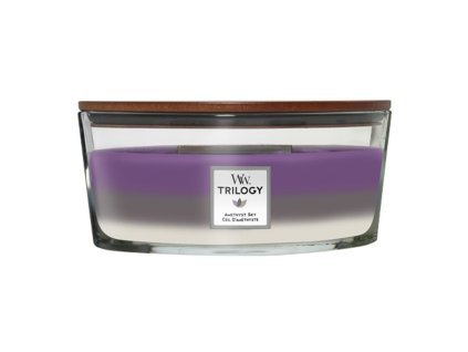 Vonná svíčka loď WoodWick Trilogy Amethyst Sky
