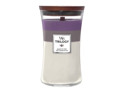 Vonná svíčka WoodWick Trilogy Amethyst Sky váza velká